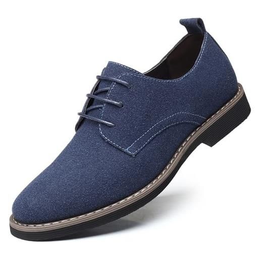 Asifn invernali eleganti. Scarpe da uomo stringate classiche in pelle scamosciata da uomo scarpe basse in velluto oxford traspiranti da lavoro britanniche（nero, 42 eu