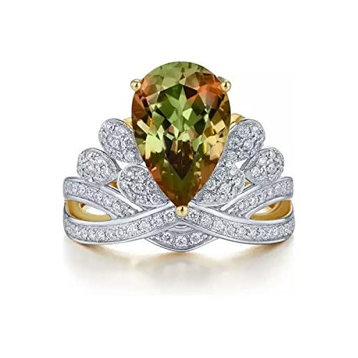 Amazon Collection anelli di alessandrite gioielleria raffinata per le donne cambia colore anello di fidanzamento con gemma anello in argento sterling con corona di pietra di pera