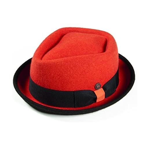 DASMARCA - cappello da uomo in feltro di lana melange con corona di diamante felce. S