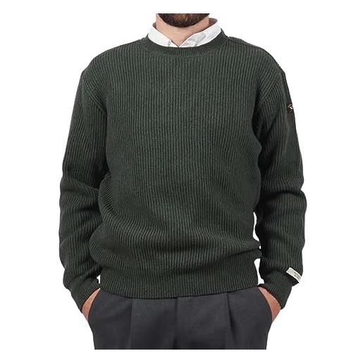 PAUL & SHARK 13311314-136 badge pullover uomo girocollo in re-wool costa inglese sage green regular fit (m)