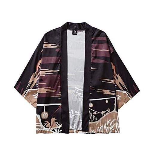 BOLAWOO giacca estiva uomo kimono jacket happi transition japan jacket mode di marca cappotti 3 4 maniche hippie casual cardigan ukiyoe top larghi yukata coat fashion capispalla cardigan 2019