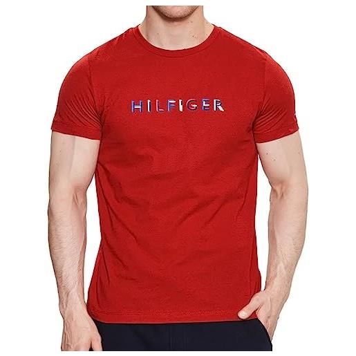 Tommy Hilfiger t-shirt da uomo slim fit con logo ricamato rossa taglia s codice mw0mw31535xmp