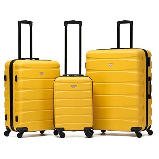 Flight Knight valigie rigide in abs leggere con 4 ruote, da cabina e stiva, approvate per oltre 100 compagnie aeree tra cui easyjet, british airways, ryanair, virgin atlantic, emirates e molte altre