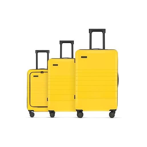 ETERNITIVE - set di valigie i set di 3 valigie da viaggio in abs i dimensioni: 75,5 x 48 x 32 cm i set di valigie con lucchetto tsa i ruote a 360° i valigia bagaglio a mano i giallo