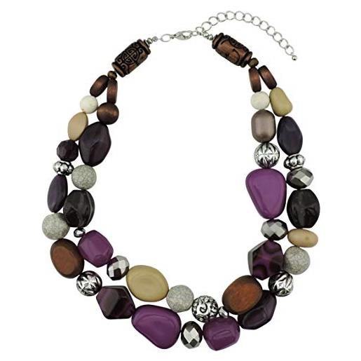 Bocar - collana da donna con pietre voluminose su 2 fili, idea regalo, collane donna particolari (nk-10384-purple）