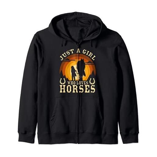Vestiti per stalle e fienili da equitazi vintage horse graphic design - just a girl who loves horses felpa con cappuccio
