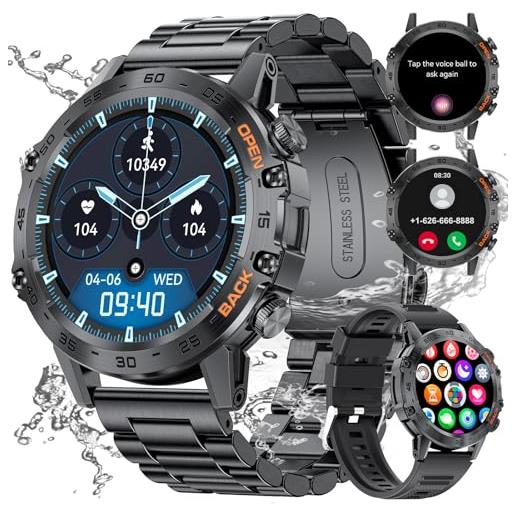 SUNKTA smartwatch con chiamate e assistente vocale, 1.39'' orologio smartwatch uomo con 100+ modalità sport/ spo2/sonno/notifiche whatsapp smart watch