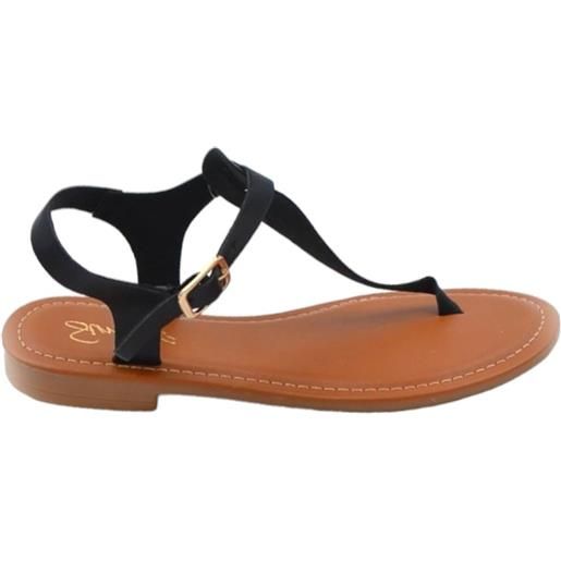 Malu Shoes sandalo basso nero infradito in morbida ecopelle cinturino alla caviglia fondo imbottito in memory comoda estate