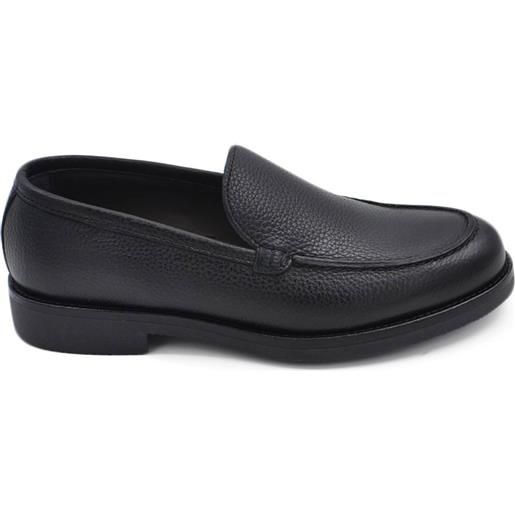 Malu Shoes scarpe mocassino liscio uomo elegante nero vera pelle bottata suola in gomma antiscivolo cerimonia evento
