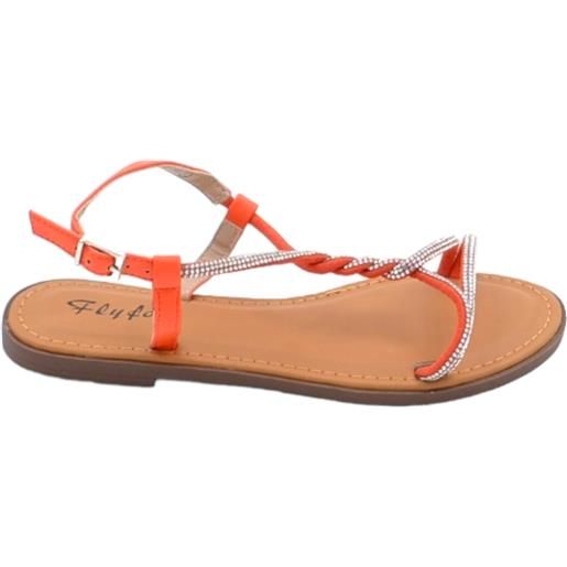 Malu Shoes sandalo gioiello basso donna arancione raso terra treccia centrale brillantini chiusura caviglia regolabile antiscivolo