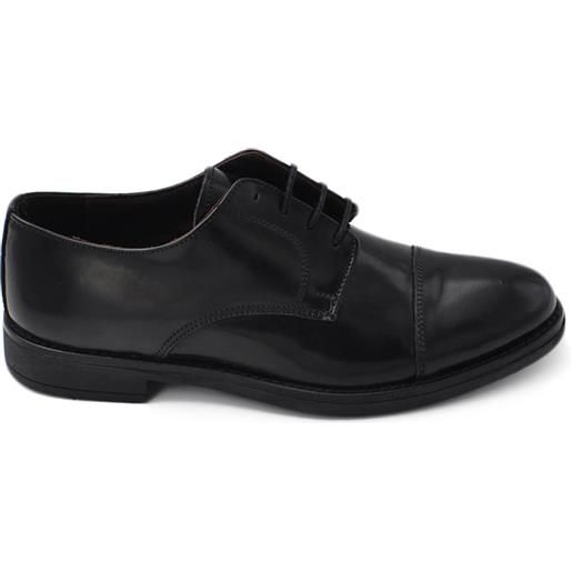 Malu Shoes scarpa stringata uomo liscia nero in vera pelle opaca fondo gomma sottile businessman handmade in italy