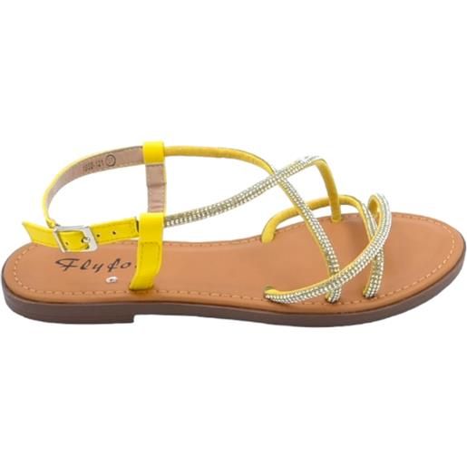 Malu Shoes sandalo gioiello basso donna giallo raso terra fascette incrociate brillantini chiusura caviglia regolabile antiscivolo