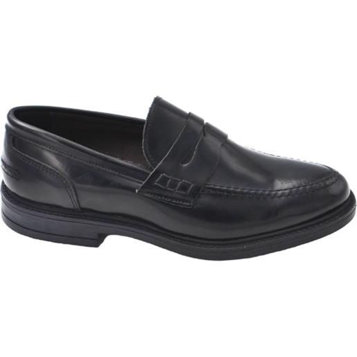 Malu Shoes scarpe college uomo inglese mocassino nero vera pelle abrasivata fondo in cuoio con antiscivolo cuciture a vista