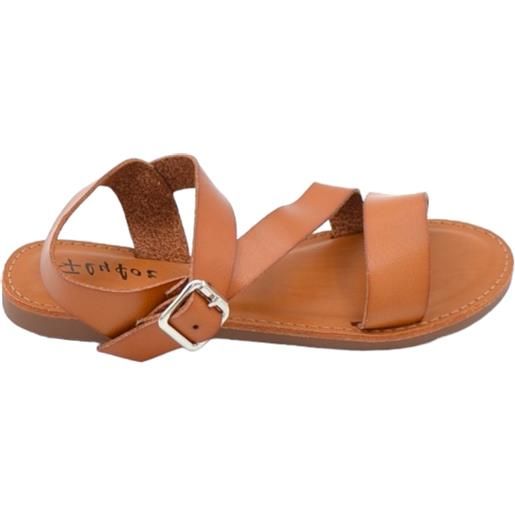 Malu Shoes sandalo basso cuoio tre fasce in morbida pelle cinturino alla caviglia fondo antiscivolo comoda estate