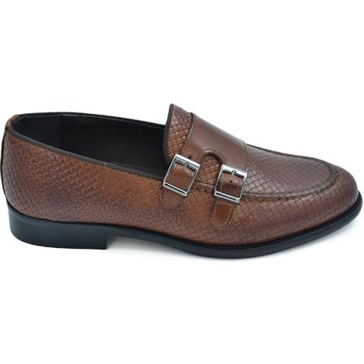 Malu Shoes scarpe uomo mocassino doppia fibbia in vera pelle nappa intrecciata cuoio suola in cuoio con antiscivolo elegante