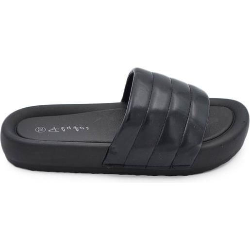 Malu Shoes ciabatta pantofola donna nero estiva in gomma morbida impermeabile con fascia dritte open toe moda