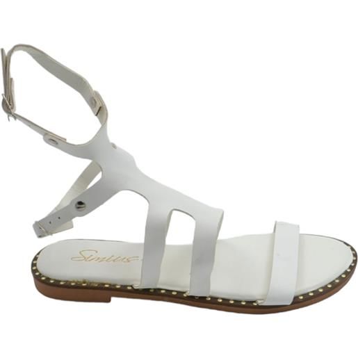 Malu Shoes sandalo basso donna bianco ragnetto con chiusura clip alla schiava linea basic fondo memory comodi