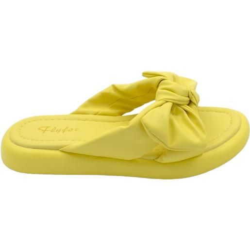 Malu Shoes ciabatta pantofola donna giallo estiva in gomma morbida impermeabile con fiocco