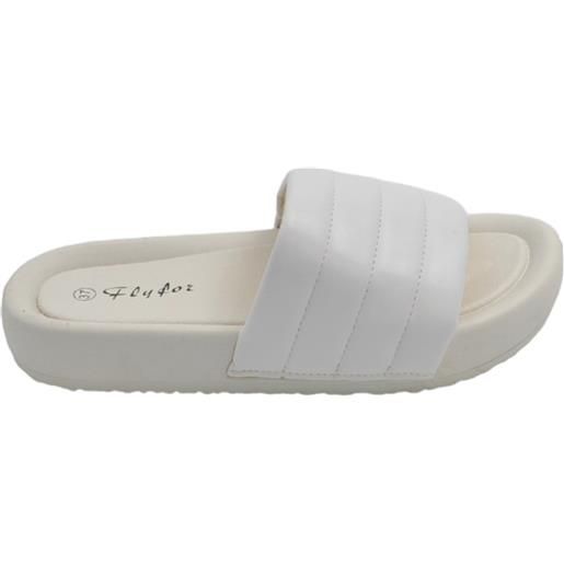 Malu Shoes ciabatta pantofola donna bianco estiva in gomma morbida impermeabile con fascia dritte open toe moda