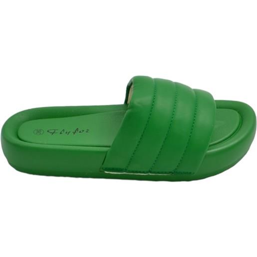 Malu Shoes ciabatta pantofola donna verde bosco estiva in gomma morbida impermeabile con fascia dritte open toe moda
