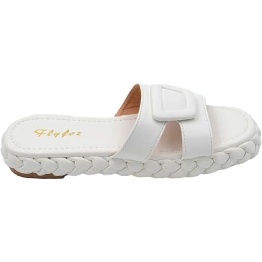 Malu Shoes ciabatta pantofola donna bianco estiva in gomma morbida treccia impermeabile con fascia larga
