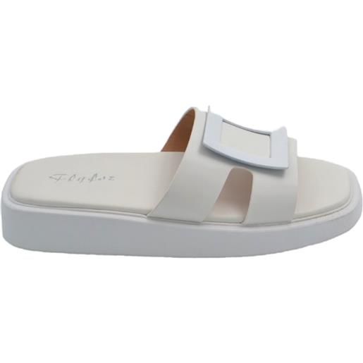 Malu Shoes ciabatta pantofola donna bianco estiva in gomma morbida impermeabile con fascia dritte cut out moda