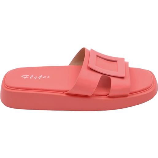 Malu Shoes ciabatta pantofola donna rosa corallo estiva in gomma morbida impermeabile con fascia dritte cut out moda
