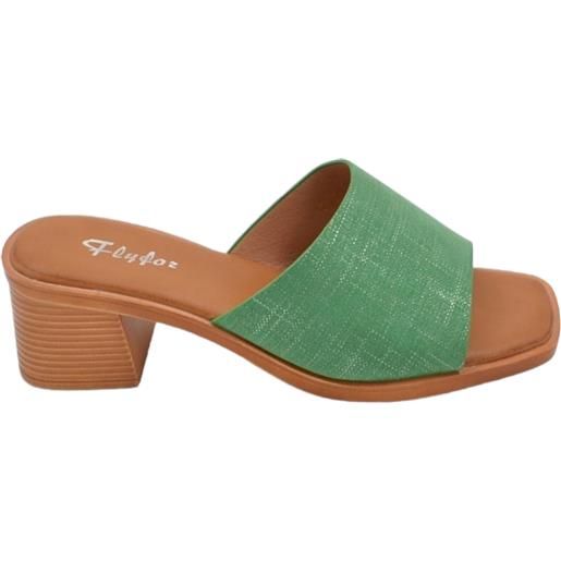 Malu Shoes sandali donna zoccolo comodo estivo con tacco largo e fondo in memory fascia unica larga verde