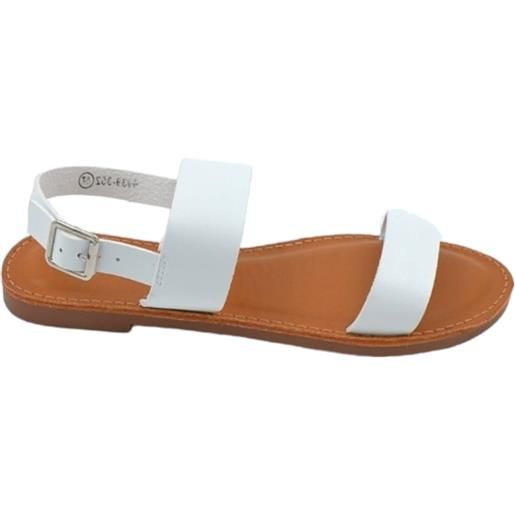 Malu Shoes sandalo basso bianco due fasce in morbida pelle cinturino alla caviglia fondo antiscivolo comoda estate