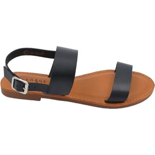 Malu Shoes sandalo basso nero due fasce in morbida pelle cinturino alla caviglia fondo antiscivolo comoda estate