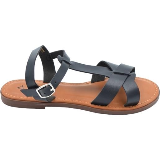 Malu Shoes sandalo basso donna nero ragnetto con chiusura fibbia alla caviglia fascetta incrociata linea basic fondo morbido comodi