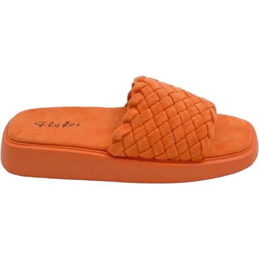 Malu Shoes ciabatta pantofola donna arancione estiva in microfibra morbida intrecciata e fondo memory con fascia larga elastica