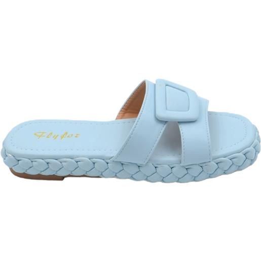Malu Shoes ciabatta pantofola donna azzurro polvere estiva in gomma morbida treccia impermeabile con fascia larga