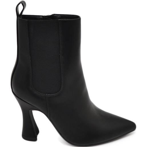 Malu Shoes tronchetto stivaletto chelsea nero a punta donna con tacco comodo 6 cm elastico laterale e zip alla caviglia