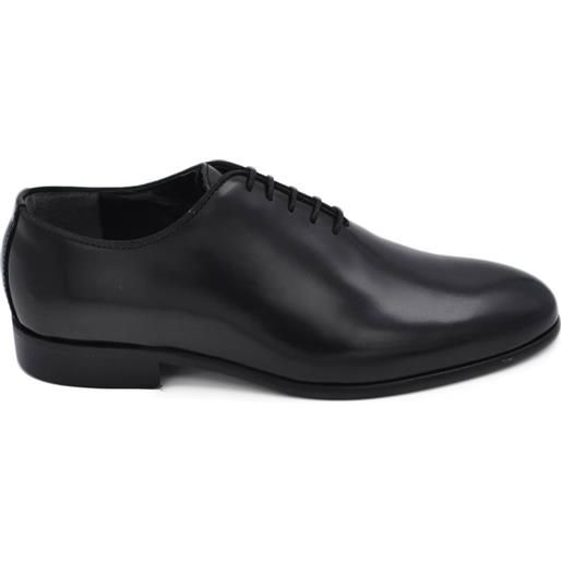 LUISANTIAGO scarpa classica uomo ls luisantiago stringata in vera pelle abrasivata nera elegante suola cuoio antiscivolo tacco2cm