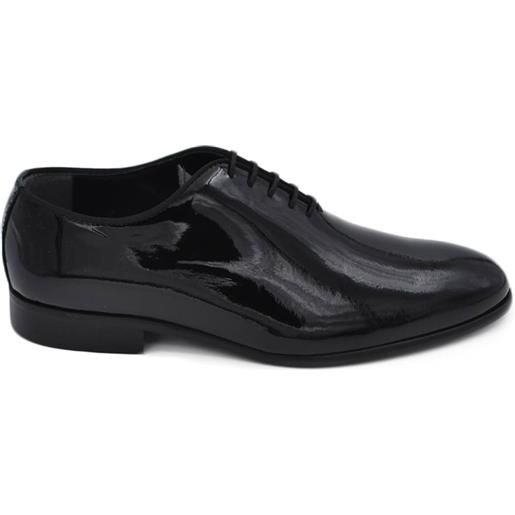 LUISANTIAGO scarpa classica uomo ls luisantiago stringata in vera pelle vernice lucid nera elegante suola cuoio antiscivolo tacco2cm