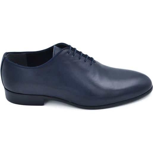 LS LUISANTIAGO scarpa classica uomo ls luisantiago stringata in vera pelle crast blu elegante suola cuoio antiscivolo tacco2cm