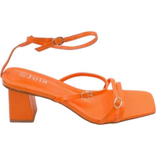 Malu Shoes sandalo donna arancione con fascette regolabile con fibbia tacco basso largo comodo 5 cm chiusura alla caviglia comodo