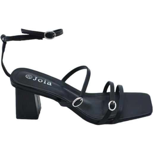 Malu Shoes sandalo donna nero con fascette regolabile con fibbia tacco basso largo comodo 5 cm chiusura alla caviglia comodo