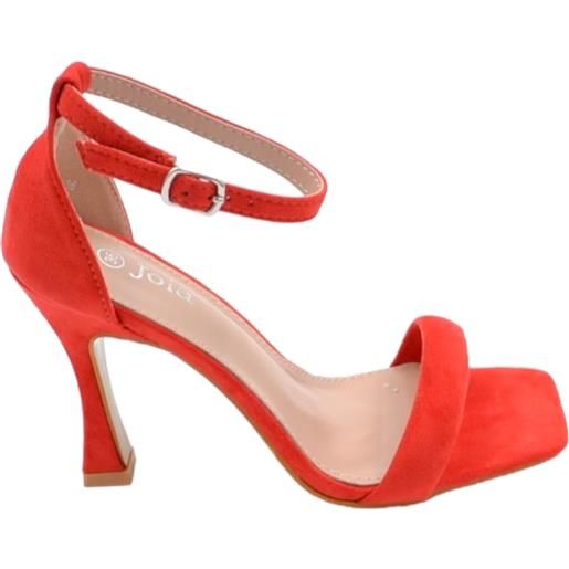 Malu Shoes sandalo alto donna rosso in pelle scamosciata con fascia e tacco clessidra 9 cm cinturino alla caviglia linea basic