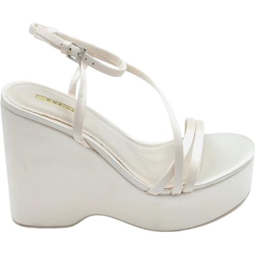 Malu Shoes zeppa donna bianca in pelle chiusura alla caviglia fondo tono su tono asimmetrico platform zeppa 10cm plateau 3cm