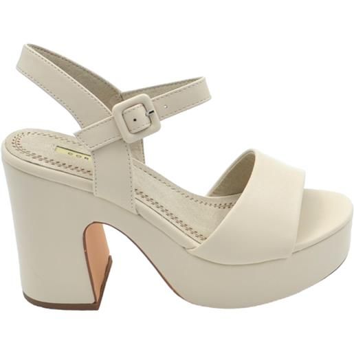 Malu Shoes scarpe sandalo donna pelle beige platform punta rotonda tacco largo 10 cm plateau 4 cm cinturino alla caviglia open toe