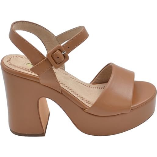 Malu Shoes scarpe sandalo donna pelle cuoio platform punta rotonda tacco largo 10 cm plateau 4 cm cinturino alla caviglia open toe