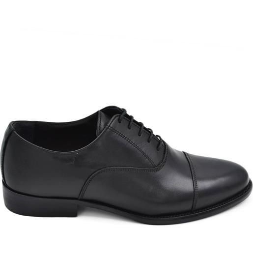 Malu Shoes scarpe uomo classica stringata con fondo cuoio e antiscivolo vera pelle matte nera mezza punta gentleman cerimonia