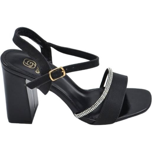Malu Shoes scarpe sandalo donna nero pelle lucida con fasce a incrocio satinate e chiusura alla caviglia sling back lltacco 5cm