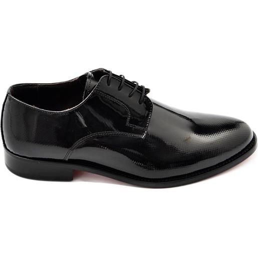 Malu Shoes scarpe uomo stringate classiche vernice nero puntinato made in italy fondo vero cuoio antiscivolo business eleganti
