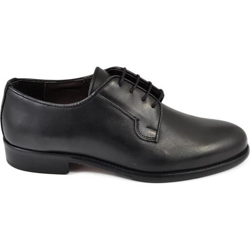 Malu Shoes scarpe uomo stringate vera pelle nera spazzolata a mano fondo classico vero cuoio con antiscivolo moda elegante