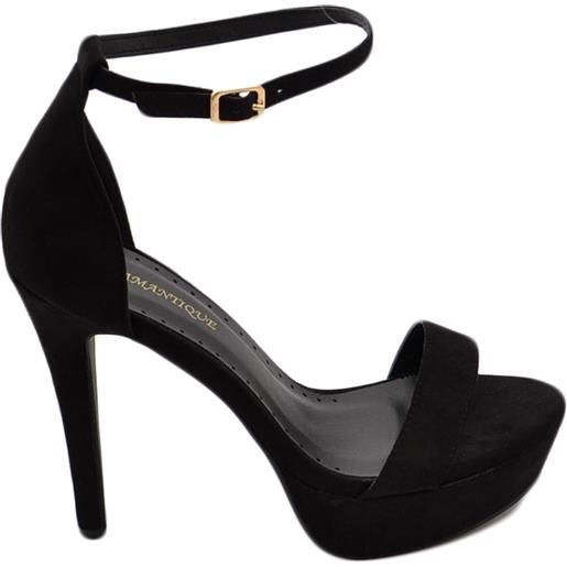 Malu Shoes sandali donna con tacco alto a spillo 15 cm e plateau 5 cm cinturino alla caviglia in camoscio nero