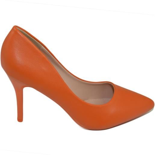 Malu Shoes scarpe donna decollete a punta elegante in ecopelle arancione tacco a spillo 10 cm moda elegante cerimonia evento