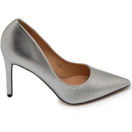 Malu Shoes decollete' scarpe donna eleganti a punta argento opaco in ecopelle tacco a spillo 10 cm cerimonia evento